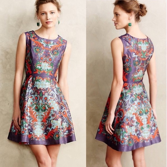Anthropologie Dresses & Skirts - Anthropologie Pankaj & Nidhi Octave Floral Embroidered Applique Mini Dress Sz 4